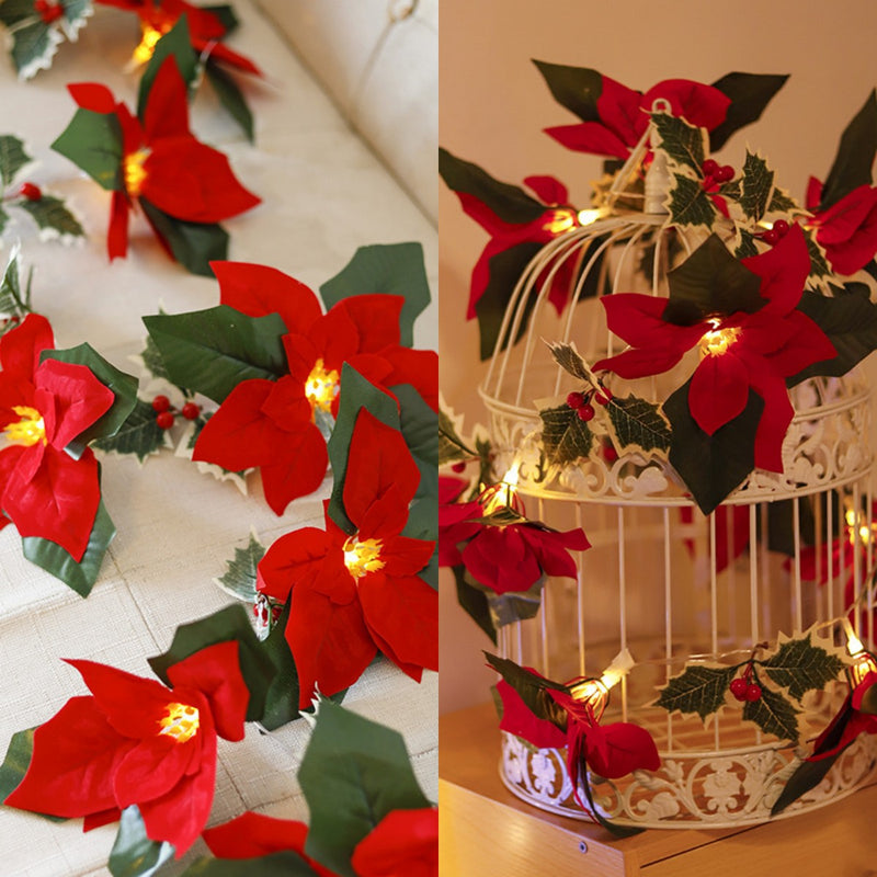 Led First Grade Christmas Lights With Red Flowers And Red Fruits