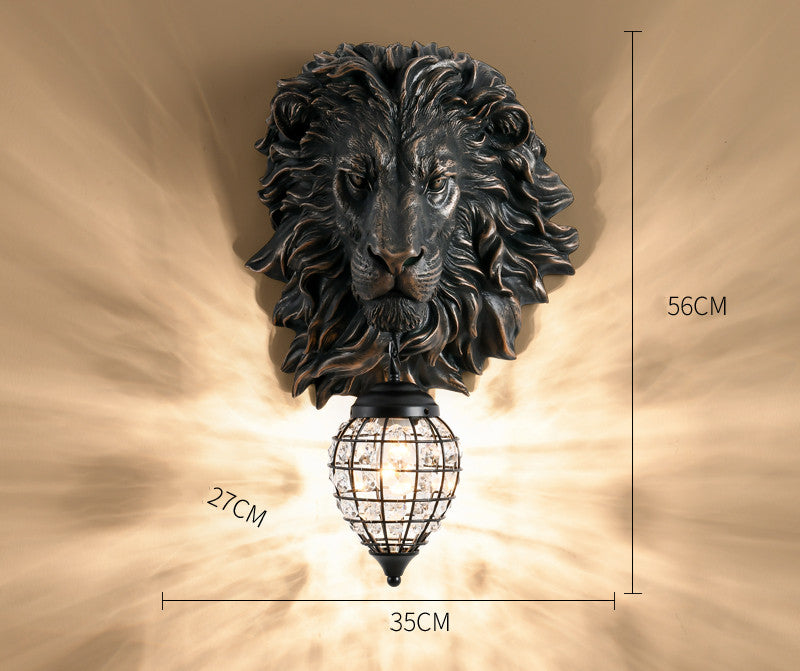 Creative Resin Lion Head Wall Lamp Decoration