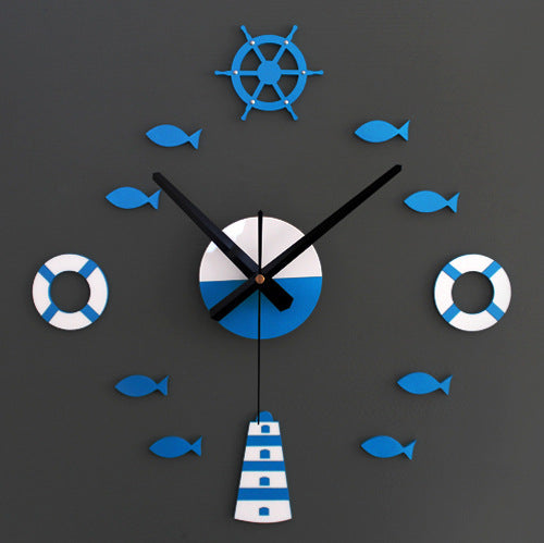 DIY Clock Lighthouse Rudder Lifebuoy Small Fish Clock