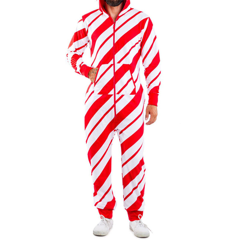Christmas Family X'mas Costume Snowman Striped Print Jumpsuit
