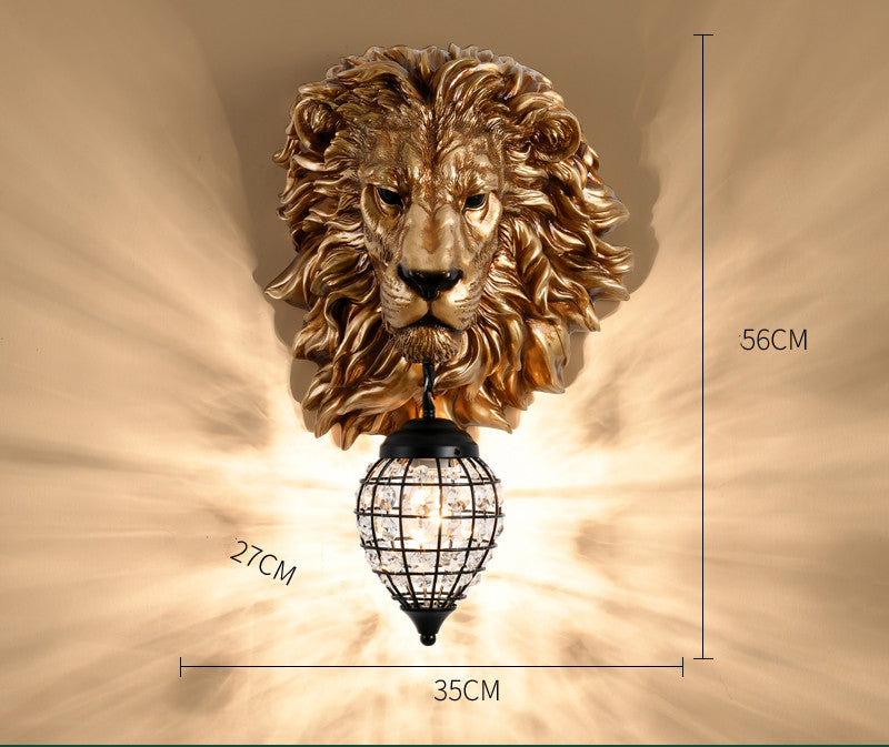 Creative Resin Lion Head Wall Lamp Decoration