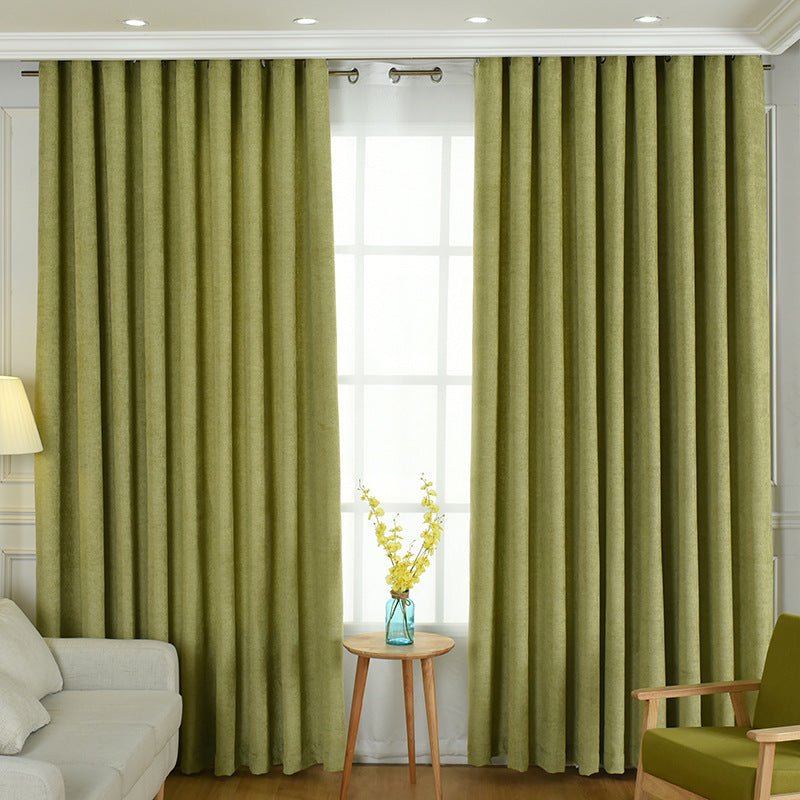 Factory direct stitching simple solid chenille curtain