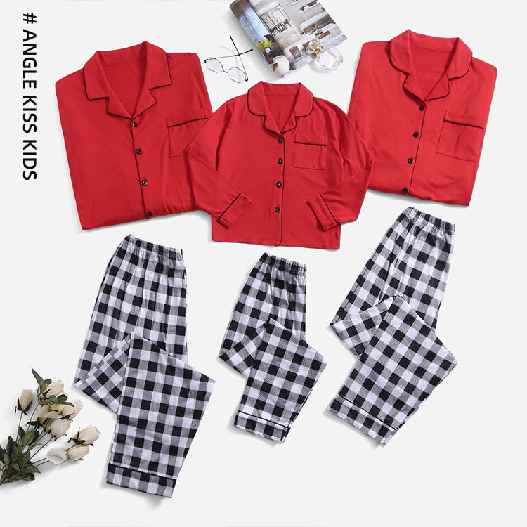 Christmas Family Parent-child Striped Pajamas Housewear Suit