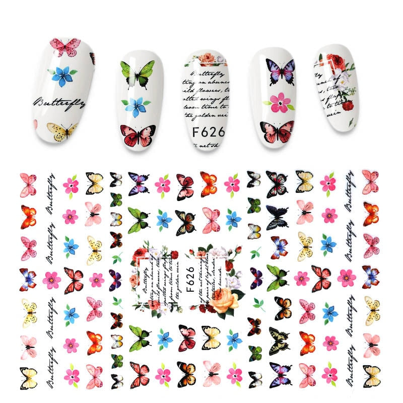 3D Flower Nail Stickers Women Face Sketch Abstract Butterfly Image Sexy Girl Nail Art Decor Sliders Manicure Stickers for Nails