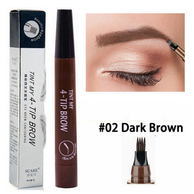 4 Points Eyebrow Pen 5 Colors Liquid Brow Pencil Dark Brown Microblading Eyebrow Pencil Waterproof Eyebrow Tattoo Pen Cosmetic