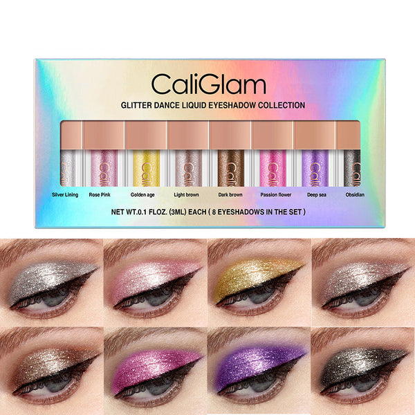 Makeup Multicolor Pearl Glitter Liquid Eyes Easy Color 8 Eyeshadow Set